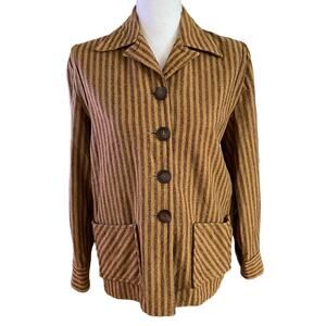 Merrill Woolens Vintage Size M Shacket Jacket Virgin Wool Striped FLAWS